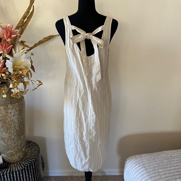 cloth & stone Dresses & Skirts - Cloth & Stone Anthropologie Cotton Bow Tie Shirt Dress Cream and White NWOT M